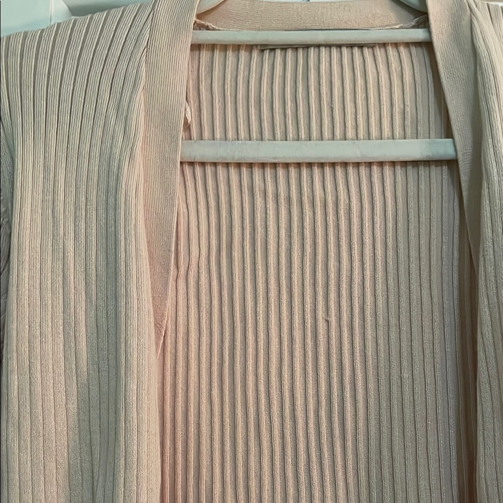 Cream Ribbed Cardigan Sweater - Picture 2 of 4
